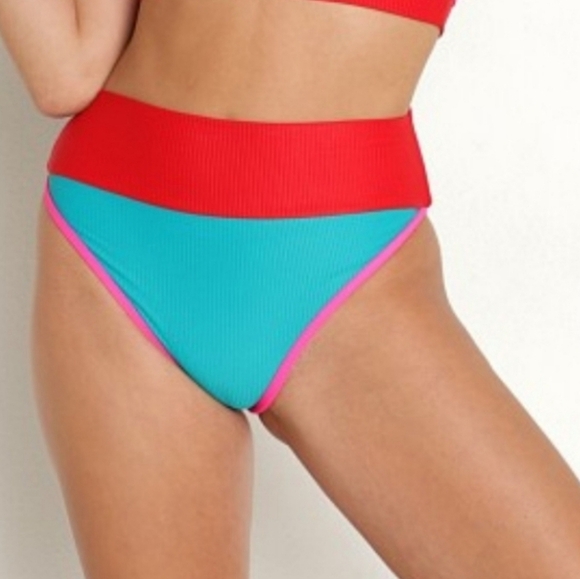 Beach Riot Emmy High Waisted Colorblock Bikini Bottom - Picture 4 of 10